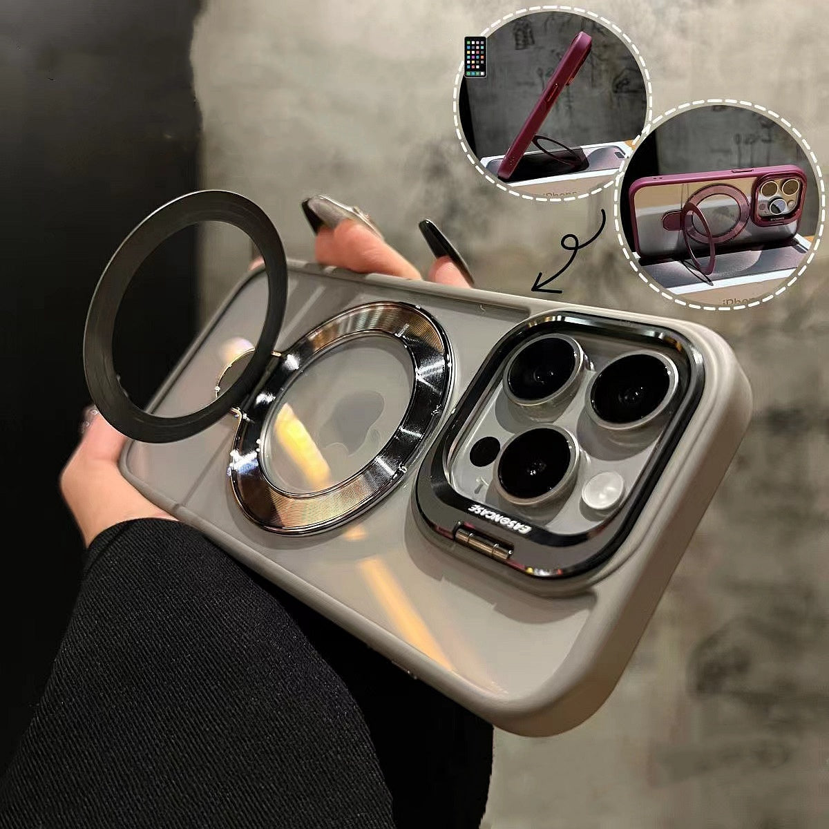 Coque Magnétique Double Standing 3-en-1 Pour iPhone / كفر مغناطيسي 3 في 1 مع حامل مزدوج للآيفون